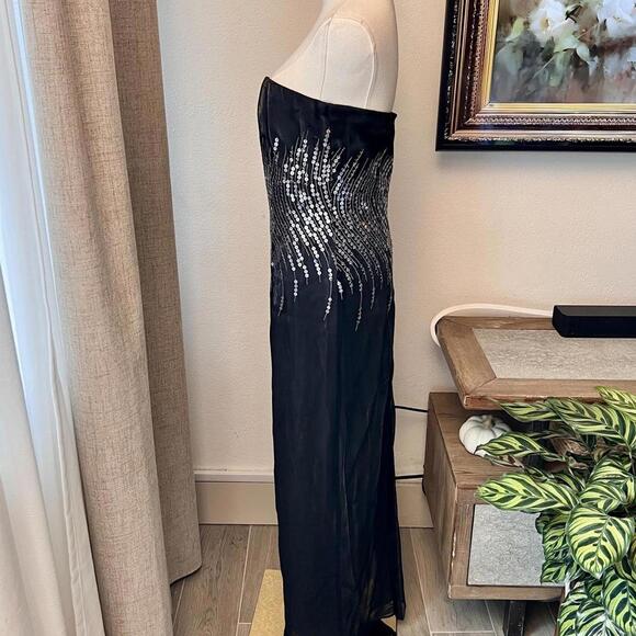 Cachet Vintage Black Strapless Sequin Dress - Picture 4 of 7